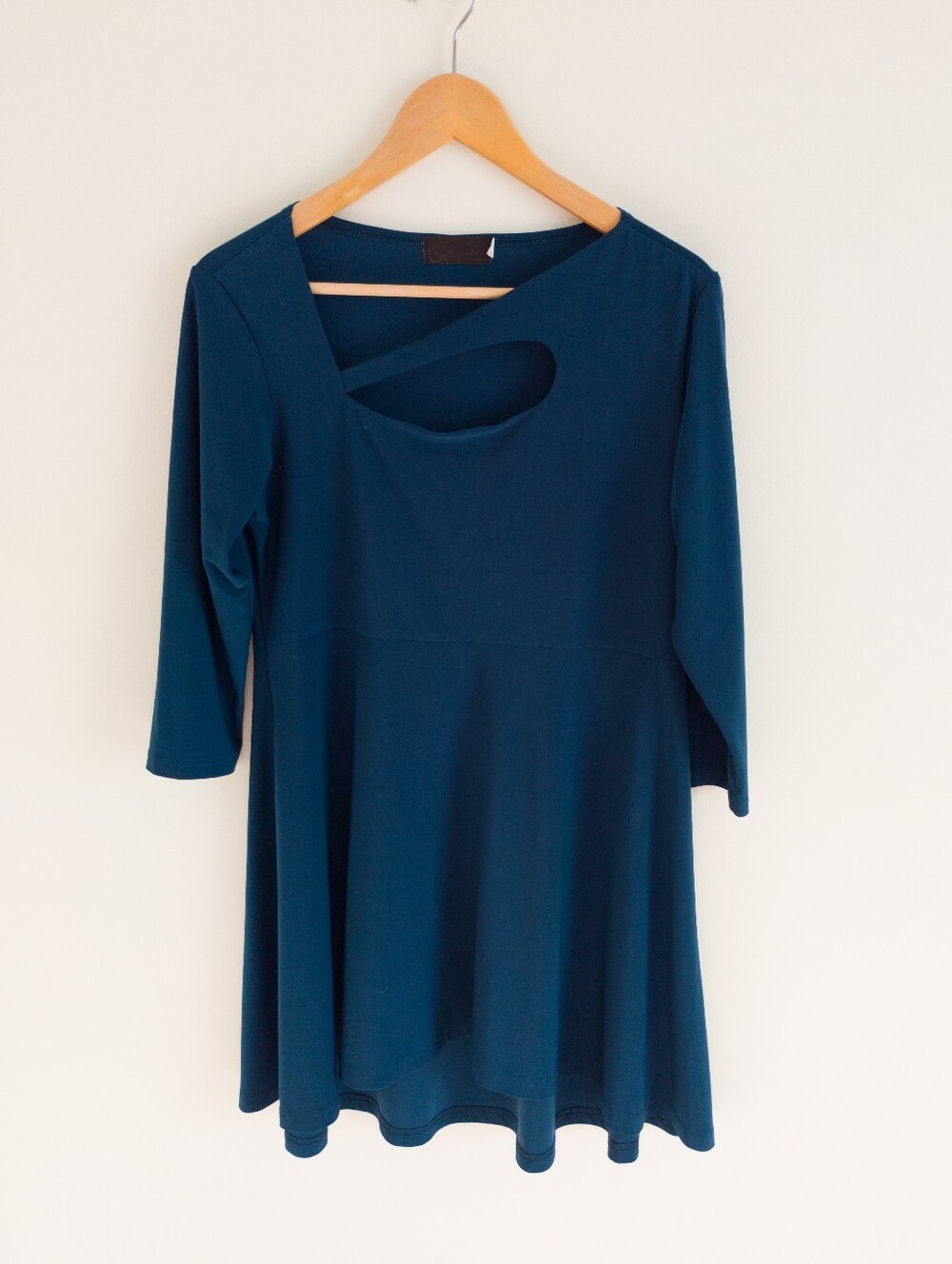 Sympli Grand Cutout Neckline Tunic Dress Size 12 Teal Blue Made in Canada
